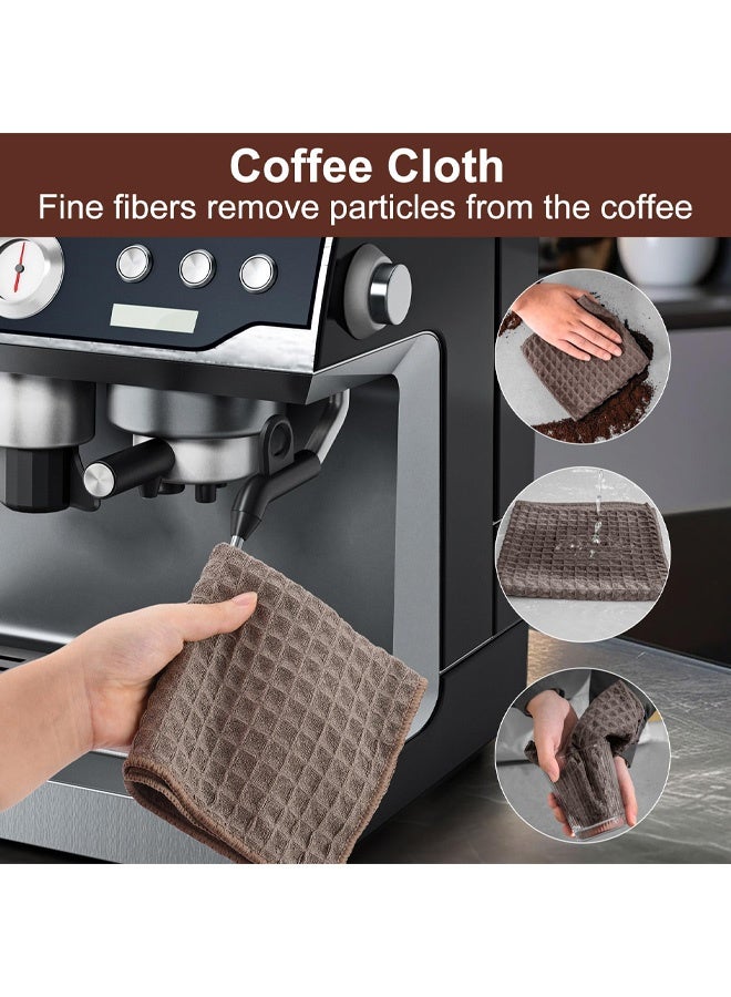 3 PCS Coffee Machine Brush Set, 1 Wooden Handle Espresso Cleaning Brush With 2 Cloths for Grinder and Accessories - Image 5